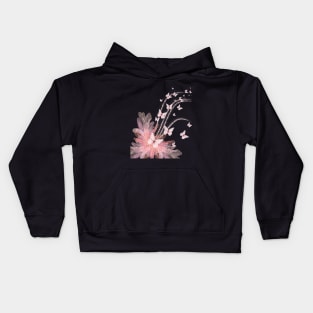 Pink Flower Butterflies illustration Kids Hoodie